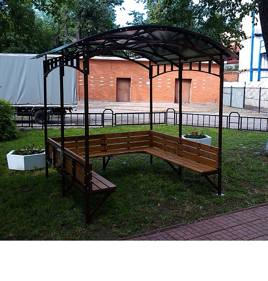 Беседка с лавочками-курилка с частично закрытыми стенками 4261 — изображение 2